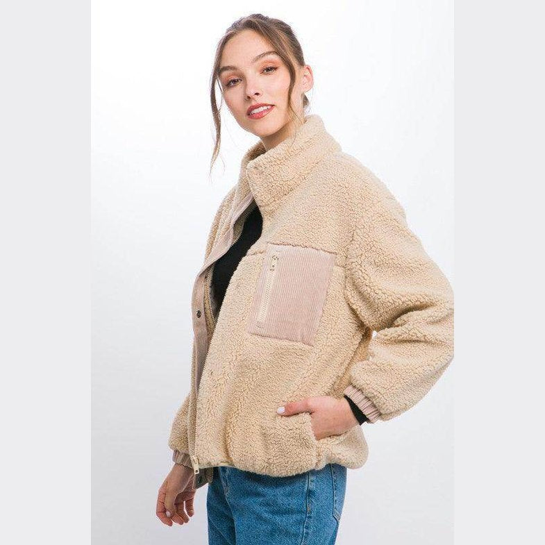 Black Sherpa Puffer Jacket - VacationGrabs