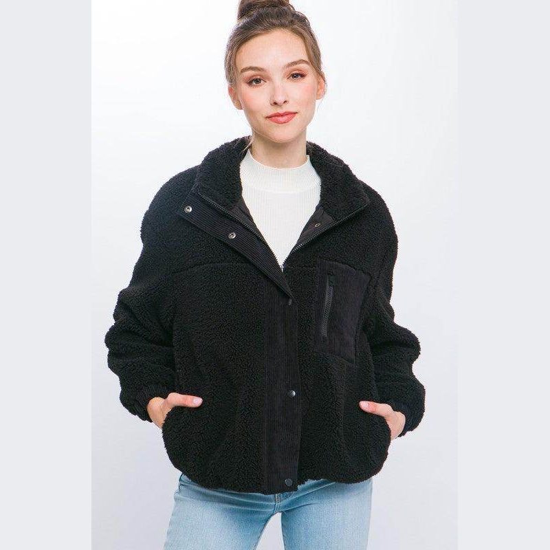 Black Sherpa Puffer Jacket - VacationGrabs