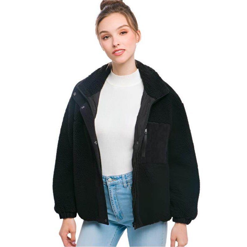 Black Sherpa Puffer Jacket - VacationGrabs