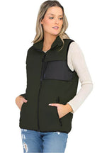WEIV Women's Sherpa Vest for Travel in Black with Zip Pockets and Comfortable Fit