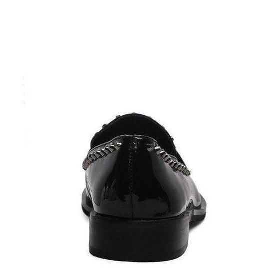 Back view of Rag Company Shiny Black Loafers with modern design and comfortable fit for daily wear