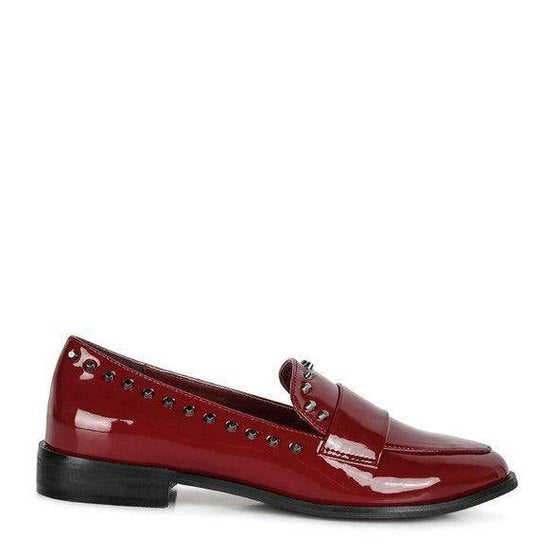 Stylish Women's Shiny Black Loafers with Decorative Studs for Comfort and Elegance