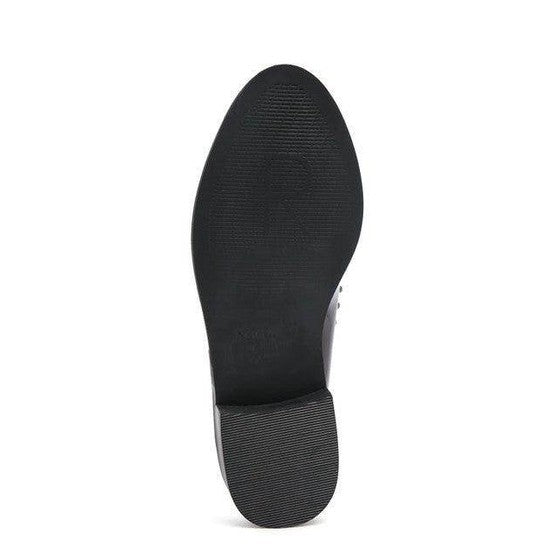 Sole of Rag Company Shiny Black Loafers featuring a textured bottom for better grip
