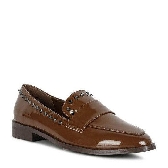 Stylish shiny black loafers by Rag Company with studded details and a sleek design