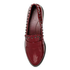 Chic Women's Flats in Shiny Black Loafers with Studded Detailing for Stylish Comfort