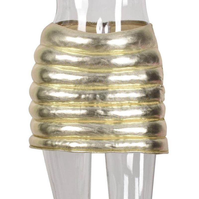 Shiny puffer skirt by Red Iphigenia with a textured design for a stylish look