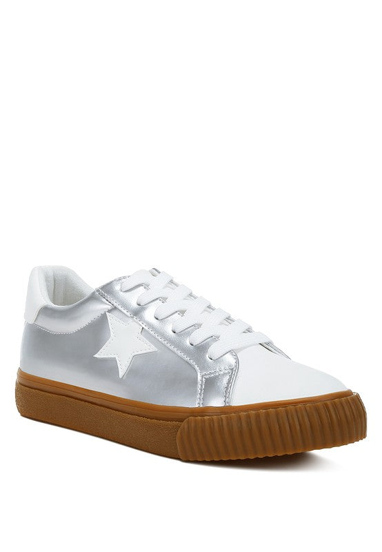 Rag Company women's silver sneakers, perfect walking shoes for sightseeing tours