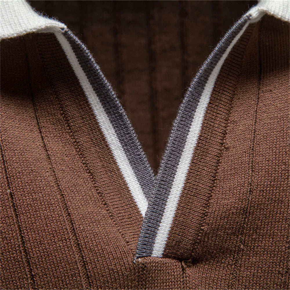 Men's brown shirt and polo made from breathable fabric for casual wear
