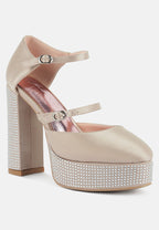 Shiver Rhinestones Embellished Platform Mary Jane Sandals