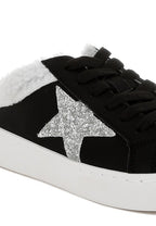 black women's sneakers with glitter star detail, casual wear