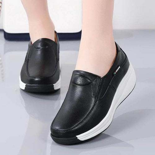 Women's black slip-on shoes orthopedic for comfortable daily wear