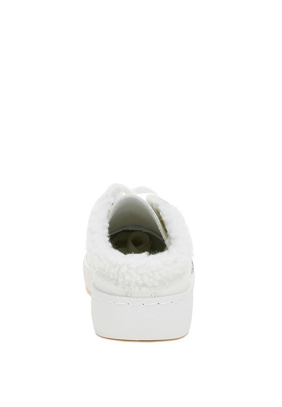 Women's white fleece-lined sneakers for comfort and style