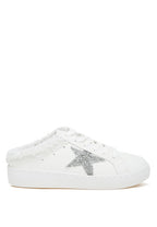 Women's white sneakers with silver star detail, cozy and stylish