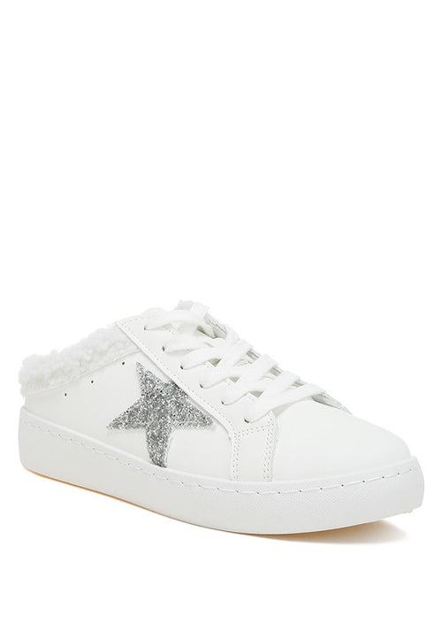 Women's white sneakers with silver star detail for casual wear