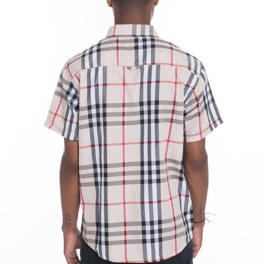 Men's Shirts Short Sleeve Checker Shirts for Men