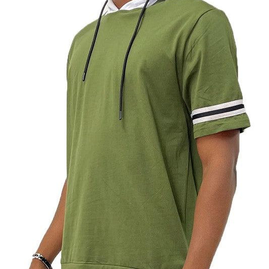 Men's Shirts Short Sleeve Hooded Shirt