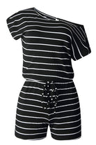 Women's striped short sleeve romper, perfect for casual summer outings