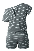 women's gray short sleeve romper, casual summer outfit