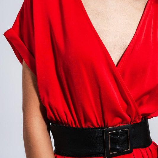Women's Dresses Short Sleeve Satin Maxi Dress In Red