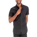 WEIV Men's Short Sleeve Solid Shirt in Black for Comfortable Casual Wear