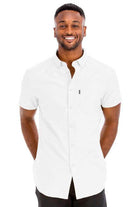 Men's WEIV short sleeve solid shirt in white with a button-down collar and chest pocket