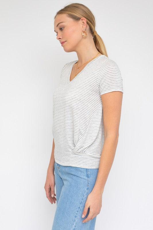 Women's Shirts Short Sleeve V-Neck Twist Front Top
