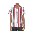WEIV short sleeve vacation shirt with red and black vertical stripes for a stylish summer look