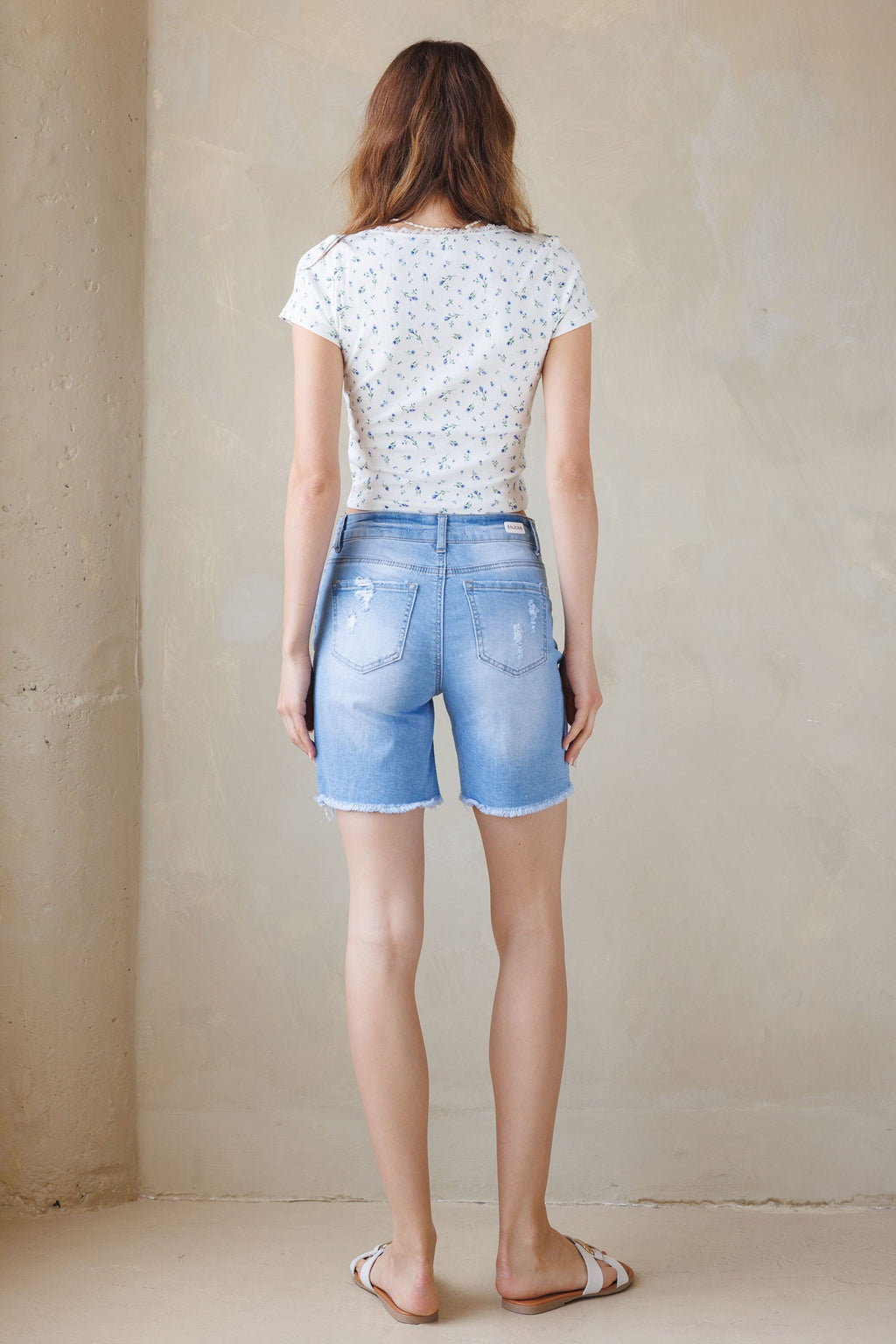Women's light blue denim shorts for casual summer outings