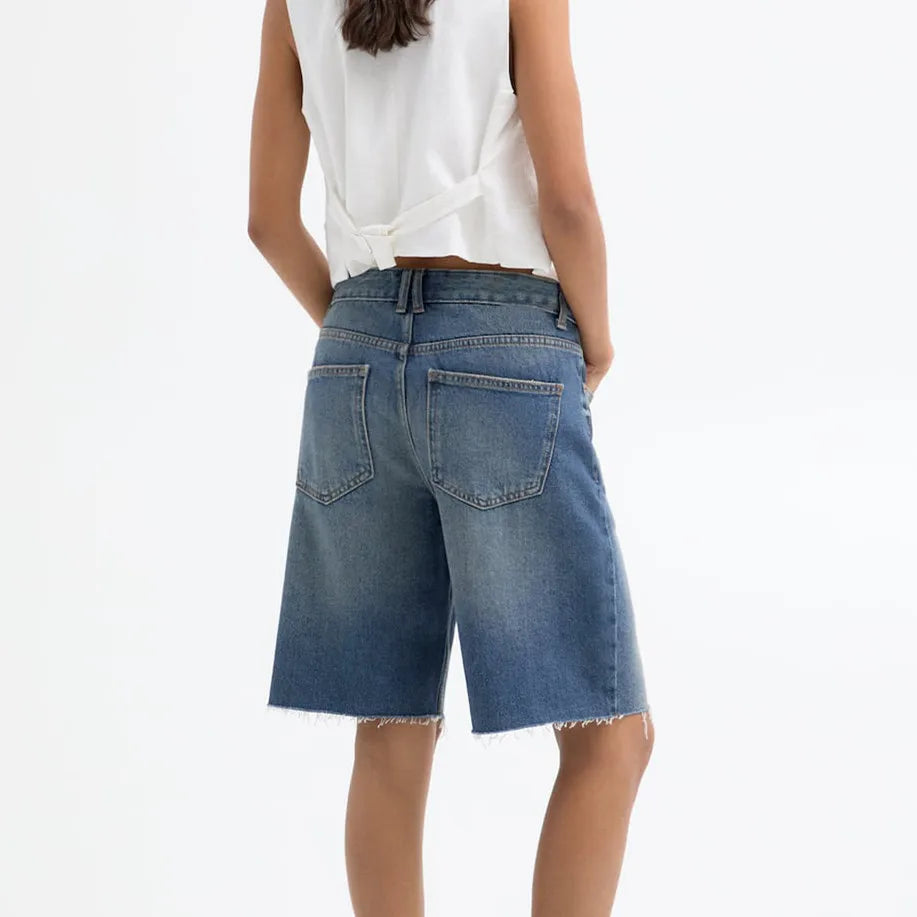 Women's denim shorts with frayed hems for casual summer outings
