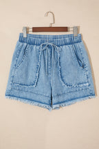 Pretty Bash elastic waist shorts in denim for casual summer wear