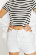 Women's white denim shorts in vintage style for casual wear