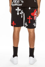 Weiv men's black shorts with graphic print for casual wear