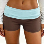 Brown and blue women's shorts shorts for women, ideal for summer activities