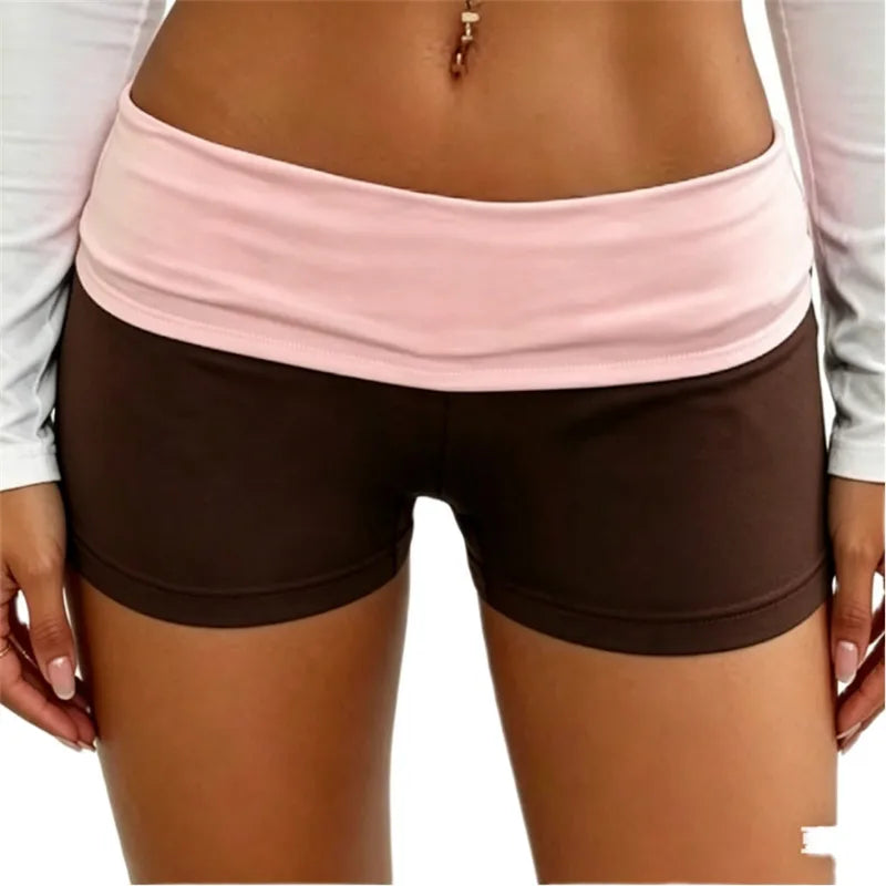 Bikini-style brown and pink shorts for women, perfect for beachwear
