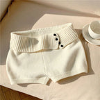 Cream knitted shorts shorts for women, perfect for casual lounging