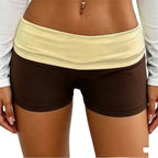 Women's brown and yellow shorts shorts for women, perfect for casual outings