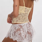 Women's lace shorts with lace overlay, perfect for summer outings