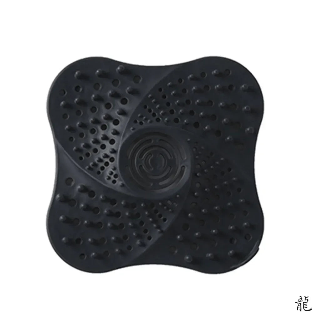 Black silicone shower hair catcher drain cover for preventing clogs