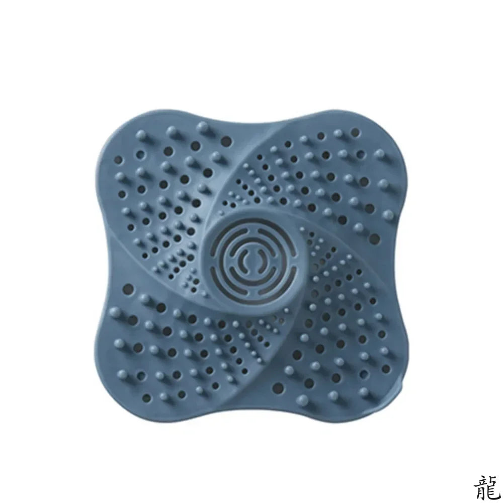 Gray silicone shower hair catcher drain cover for preventing clogs