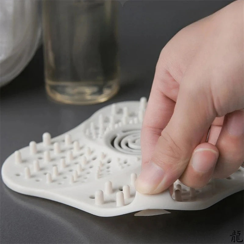 Silicone shower hair catcher drain cover for effective hair trapping
