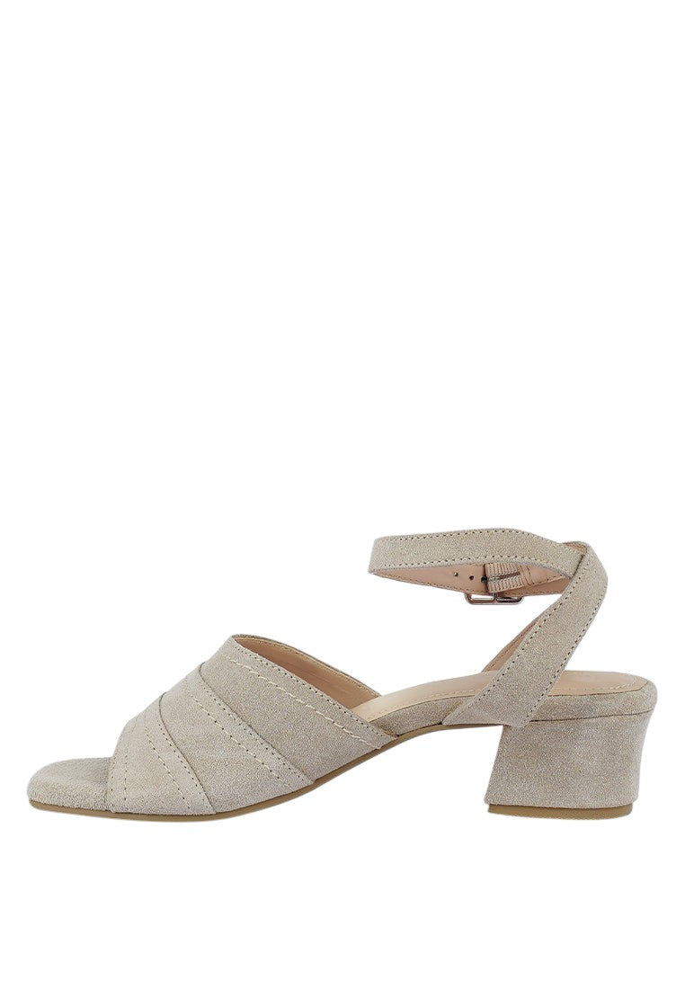 Sigrid Fine Suede Block Heeled Sandal