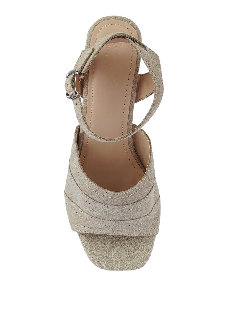 Sigrid Fine Suede Block Heeled Sandal