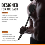 Silicone back scrubber for men by VacationGrabs with soft dense bristles unclogging pores and removing dead skin