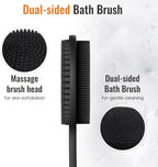 VacationGrabs dual-sided silicone back scrubber for men with massage brush head for exfoliation and gentle cleaning