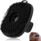 VacationGrabs black silicone body scrubber with soft bristles for men's personal care and shower use