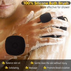 VacationGrabs black silicone body scrubber for men exfoliating and massaging skin in shower