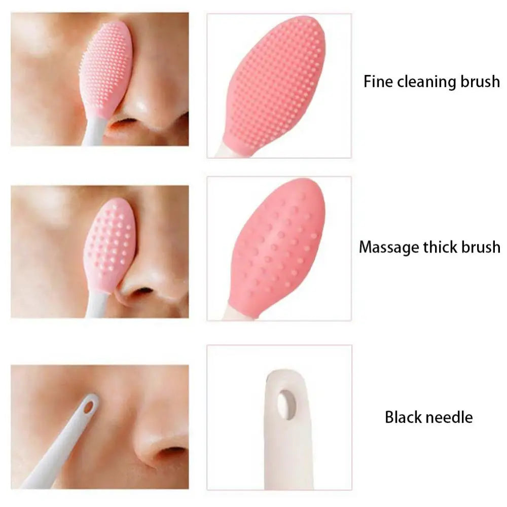 Silicone face brush for blackheads, pink, gentle cleaning and massage