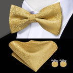 Gold silk bow ties for men, perfect for formal occasions