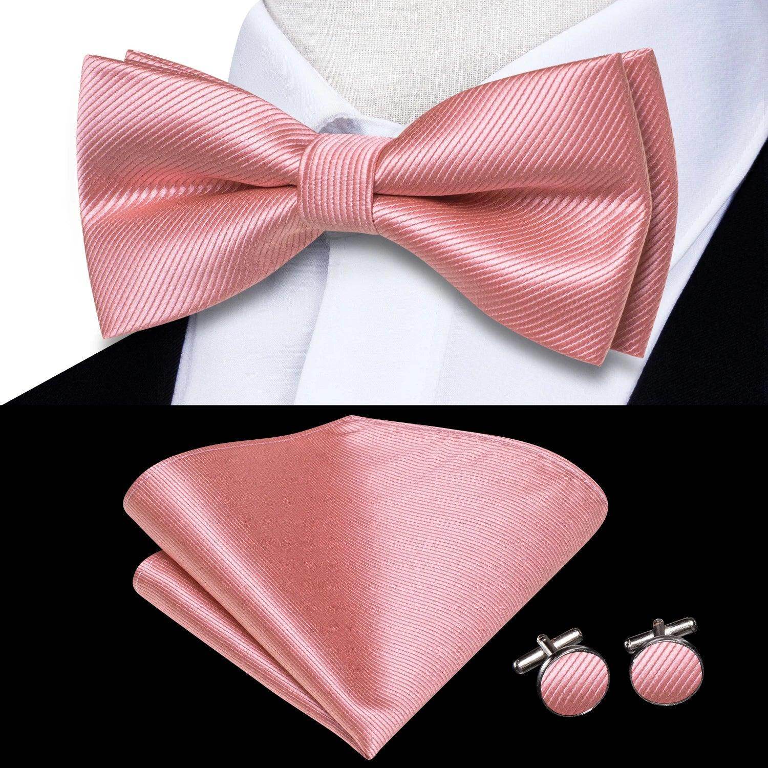 Pink silk bow ties for men, perfect for formal occasions