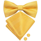 Silk bow ties for men in yellow with matching pocket square